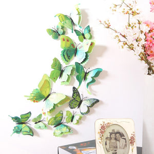 12pcs/lot 3D Double Layer Decorative Butterfly