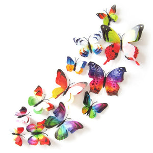 12pcs/lot 3D Double Layer Decorative Butterfly